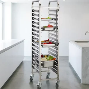 Food Processing Factory High Load Bearing Metal Tray Cart Bakery Cooling Trolley with Trays