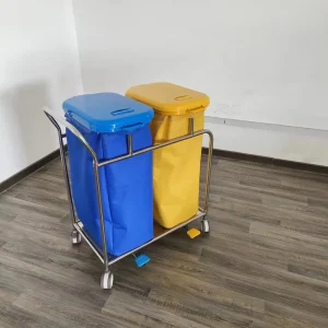 Foot Pedal Medical Laundry Trolley Stainless Steel Linen Cart Hospital Nursing Dirty Clothes Collection Cart for Hospital Use