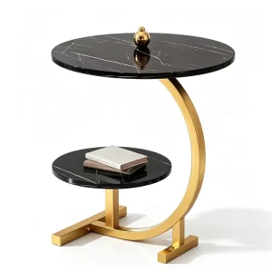 Foreign Trade Small Coffee Tea Table Solid Oak Wood Top Metal Frame Minimalist Modern Design Home Furniture