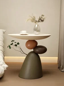 Fortune Favoring Stone Creamy Style Light Luxury Coffee Table for Living Rooms Small Homes No Assembly Required