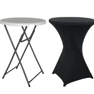 Foshan Factory Bar Party Tables Folding Plastic White Round Cocktail Tables for Events Weddings