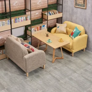 Foshan Factory Leisure Comfortable Sofa Set Linen Solid Wood Coffee Shop Modern Light Luxury Restaurant Furniture