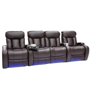 Foshan Factory Luxury Modern Theater Cinema Recliner Sofa Chair 3 Seater Arms LED Light PU Leather Home