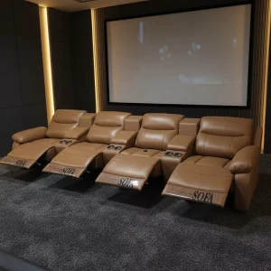 Foshan Furniture Factory Customized Home Theater Recliner Sofa Leather Cinema Electric Power Reclining Lounge Theater Couch