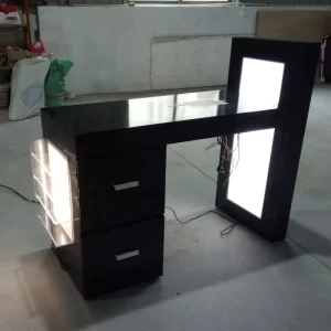 Foshan Great Factory Beauty Salon Furniture Nail Salon Furniture Nail Table Wood Glass Manicure Table