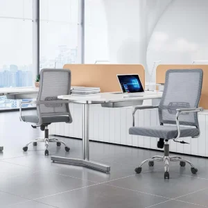 Foshan New Steel Frame Office Chair Without Wheel Mesh Fabric Sled Stationary for Meeting Reception Visitor Guest Events Waiting