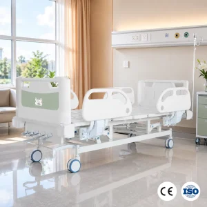 Four Crank Manual Medical Bed 4 Adjustment Functions Heavy Duty Steel ABS Construction 3 Year for Hospital Home Patient Care