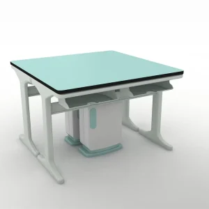 Four Seater School Laboratory Furniture Scientific Room Table Resistant Steel Lab Table With Power Supply