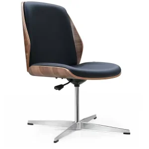 Four Star Aluminum Alloy Feet Design Office Furniture PU Leather Mid Back Ergonomic Executive Office Chair for Office Building