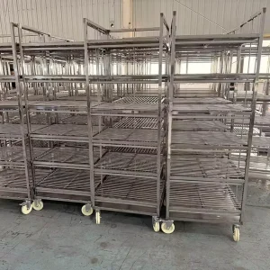 Four Wheel Platform Storage Shelf Hotel Restaurant Stainless Steel Cooler Bakery Tray Trolley 40*60cm Baking Tray Rack Trolley
