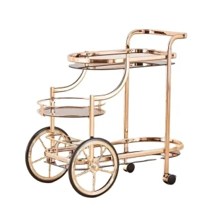 Frame Bar Carts Drink Trolley Bar Ware Trolley Gold Furniture Metal Hotel and Home Customized Durable Modern 3 Tayer Trolly
