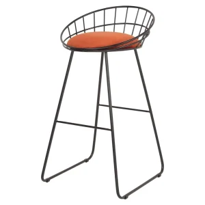 Frame Velvet Upholstered Bar Chair Stool with Back Simple Metal Modern Bar Furniture Bar Room Commercial Furniture Gold