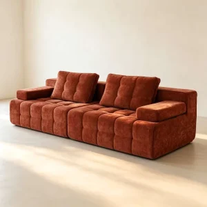 Frameless Vacuum Modular Sectional Sofa High Resilience Integrated Foam Fabric Living Room Couch