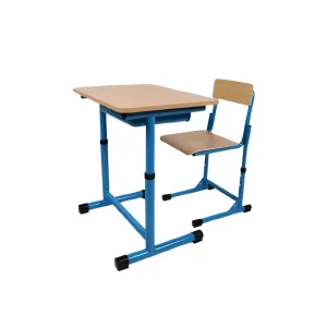 France Single Seat Wooden Study Table Adjustable Height School Classroom Furniture Student Table Desks and Chairs Set