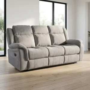 Frank Best Selling High Quality Manual Fabric 3 seater Recliner Sofa Couch with Drop Down Table for Apartment Lounge