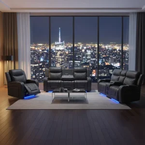 Frank Smart Power Adjustable Recliner Sofa with LED Light bluetooth Speaker for Cozy Home Theater and Relaxing Living Space