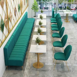 Free 3D Layout Service Commercial Use Cafe Furniture Chair Table PU Booth Seat Sofa Seating Restaurant Sofa Set
