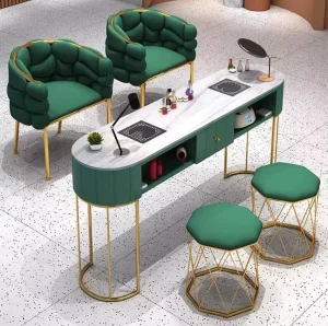 Free Sample New Models Modern Style Tempering Glass Furniture Wireless Charge Beauty Salon Manicure Nail Table