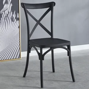 Free Sample Price Leather Plastic Industrial Style Chair Restaurant Dining Cross Back Chairs and Tables Sets