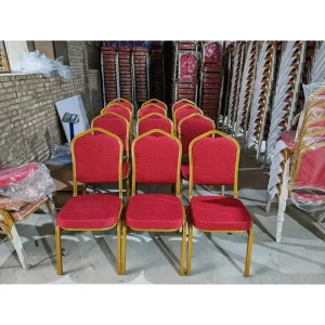Free Sample Stacking Party Event Wedding Chair Metal Frame Fabric Hotel Banquet Chairs