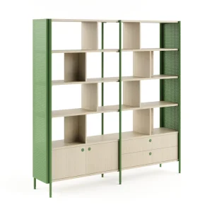 Freestanding Double Sided Bookshelf Modern Geometric Office Divider Wall Shelf