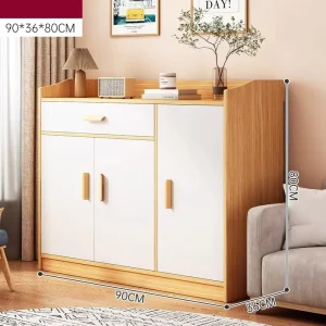 Freestanding Shoe Cabinet 4 Flip Drawers Wooden Handle Convertible Storage Organizer Modern Minimalist Living Room Hotel