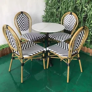 French Cane Chair Outdoor Restaurant Bar Coffee Shop Furniture Parisian Bistro Chairs and Table Set