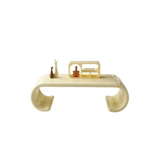 French Cream Style Egg Roll Coffee Table Modern Glass Steel Customizable for Small Living Room Fiberglass Furniture