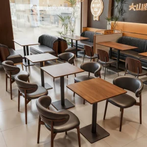 French Custom Coffee Tea Shop Vintage Solid Wood Restaurant Dining Table and Chair Set Buffet Restaurant Furniture Set