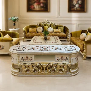 French Luxury Solid Wood Carved Sofa European Style Living Room Gold Foil Imported Fabric Sponge Custom Made Villa High End Sofa