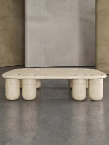 French Minimalist High End Natural Roman Cave Stone Marble Rectangular Coffee Table Living Room Home Use