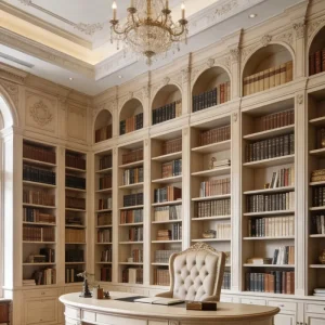 French Palace Style Full Wall Bookshelf Solid Wood Carved Corner Background Cabinet Multifunctional Open Storage Cabinet