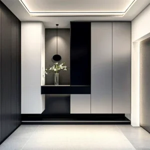French Retro Custom Floor Standing Foyer Storage Cabinet With Lockable Drawers for Private Club Lounge Entry Hall Decor