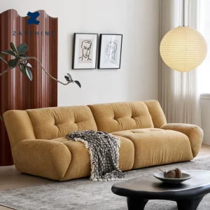 French Retro Luxury Yellow Chenille Fabric 3-seater Living Room Sofa Set Modular Villa Apartment Designer Leisure Sofa