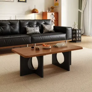 French Retro Solid Wood Perforated Tea Table Combination Antique Style Small Rectangular Tea Coffee Table