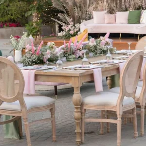 French Style 100% Solid Wood Rental Commercial Furniture Rectangular Luxury Wedding Event Dining Table