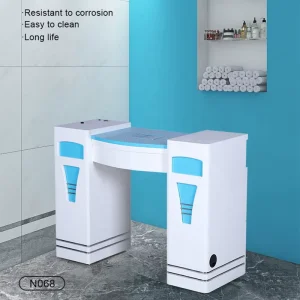 French Style Beauty Salon Furniture White Nail Station Manicure Table With Fan