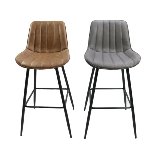 French Style Chaise De bar Chairs Vintage Modern Bar Height Chair Grown Grey Luxury Upholstery Bar Chair