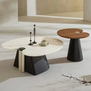 French Style Irregular Shape Travertine Center Table Wabi Sabi Living Room Furniture Coffee Table Salon