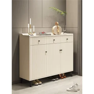 French Style Ultra thin Shoe Cabinet Home Door Entry Light Luxury Large Capacity Storage Tipping Bucket Entrance Cabinet