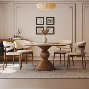 French Vintage Solid Wood Dining Table Set Premium Minimalist Table Four Chairs for Apartments Villas Restaurant Furniture House