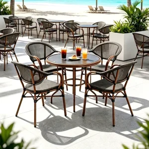 French style Caf Vintage Mesh Aluminum Alloy Outdoor Chair for Hotels Guesthouses Balconies & Courtyards Single Leisure Chair