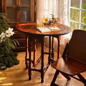 French style Solid Wood Vintage Carved Design Coffee Table Tea Table Dining Table Adjustable Living Room Furniture for Small