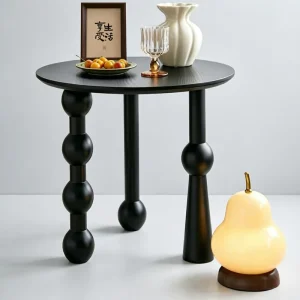 French style Vintage Solid Wood Round Coffee Table L901# for Living Room Small Apartment Balcony Mid century Design