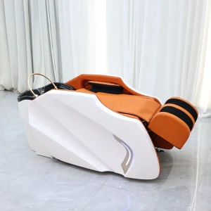 Full Body Lay Down Hair Washing Bed Relax Shampoo Chair PU Leather Ceramic for Modern Beauty Salon