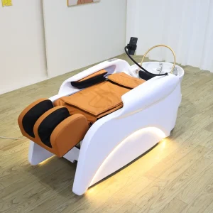 Full Body Massage Hair Washing Bed Relax Shampoo Chair with PU Leather and Metal Frame for Modern Beauty Salon