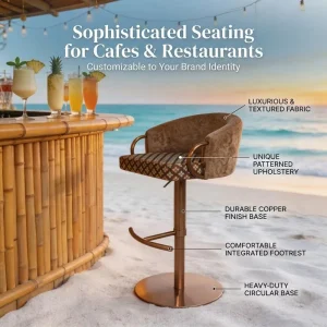 Full House Matching Stainless Steel Height Adjustable Bar Stools OEM ODM Service Luxury Villa Projects