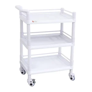 Full Plastic Thickened Panel Easy to Clean 3 Tier Medical Trolley Carts with Drawers and Wheels for Hospital
