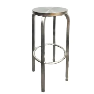 Full Stainless Steel Round Bar Table with High Bar Stools Industrial Metal High Top Table Set for Cafe Nightclub Small Bar