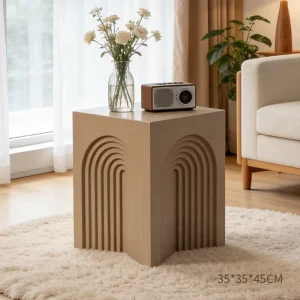 Fullsummer Arched Minimalist Solid Wood Stump Decor Coffee Table Creative Accent Pedestal for Living Room